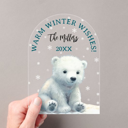 Clear Polar Beer Baby kerst Kaart Acryl Uitnodigingen (Insitu (Draagbaar))
