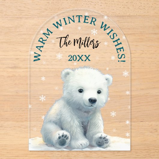 Clear Polar Beer Baby kerst Kaart Acryl Uitnodigingen (Voorkant)
