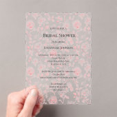 Clear Pretty Pink Roses Floral Bridal Shower Acryl Uitnodigingen (Insitu (Draagbaar))