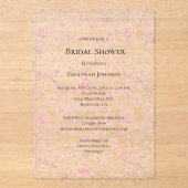 Clear Pretty Pink Roses Floral Bridal Shower Acryl Uitnodigingen (Voorkant)