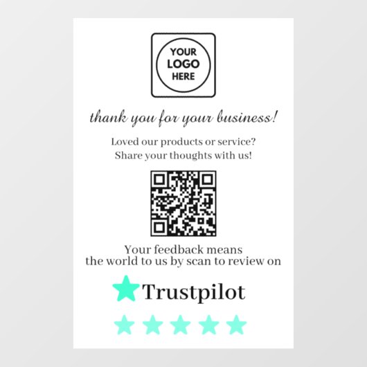 Clear QR Review Decal for Storefront Window  (Vel)
