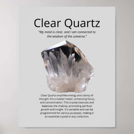 Clear Quartz Crystal Betekenis Poster (Voorkant)