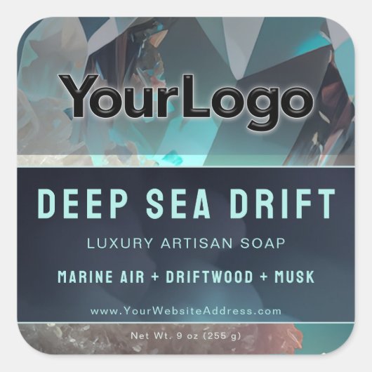 Clear Quartz Crystal Logo Artisan Product Label (Voorkant)