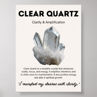 Clear Quartz Stone Crystal Betekenis Poster