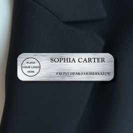 Clear Silver Hairline Classic Name Badge Custom