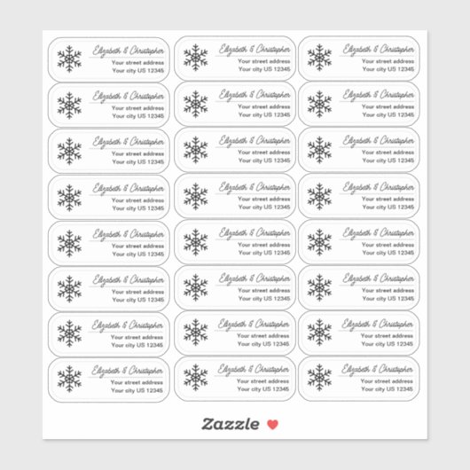 Clear Snowflake Retouradres Custom Transparant Sticker (Vel)