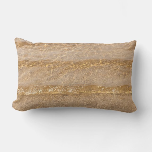Clear Water Beach Ocean Zee Waves Brown Sandy Buitenkussen (Voorkant)