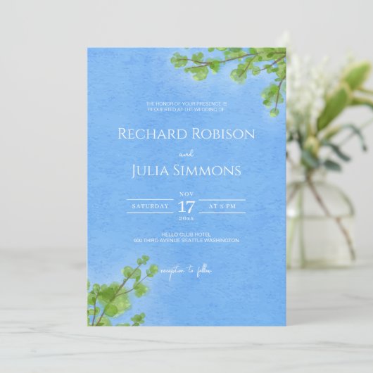 CLEAR Weddenschap Uitnodiging/Waterverf Boom Save The Date (Staand voorkant)