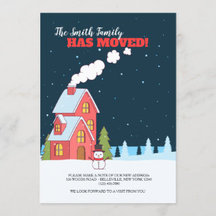 Clear Winter Night Moving Announement Kaart