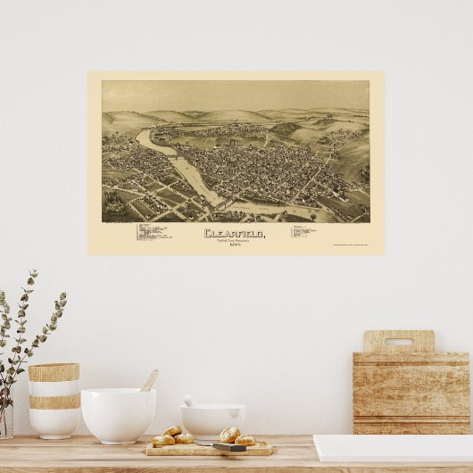 Clearfield, PA Panoramic Map - 1895 Poster (Keuken)