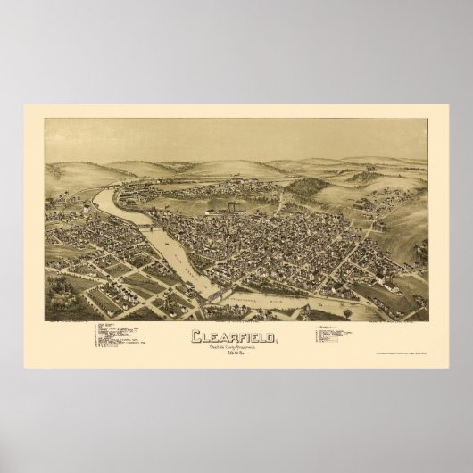 Clearfield, PA Panoramic Map - 1895 Poster (Voorkant)