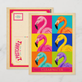 Clearwater ansichtkaart Florida Flamingo Vintage Briefkaart