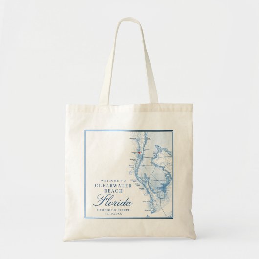 Clearwater Beach FL Blue Wedding Welkom Canvas tas (Voorkant)