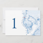 Clearwater Beach FL Kaart Blauwe Trouwtafel Nummer (Voorkant)