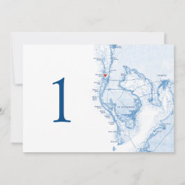 Clearwater Beach FL Kaart Blauwe Trouwtafel Nummer