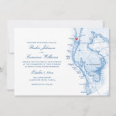 Clearwater Beach FL Kaart Elegante Blauwe bruiloft (Voorkant)