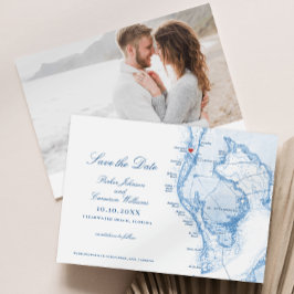 Clearwater Beach FL Kaart Elegante Navy Blue Weddi