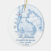 Clearwater Beach FL Kaart Pas getrouwd Eerste Kers Keramisch Ornament (Links)