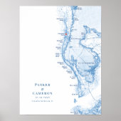 Clearwater Beach FL Kaart Trouwen Gastboek Poster (Voorkant)
