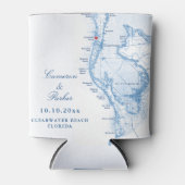 Clearwater Beach FL Kaart Trouwgunst Drink Blikjeskoeler (Voorkant)