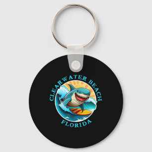 Clearwater Beach Florida Gelukkig Surfen Haai Souv Sleutelhanger