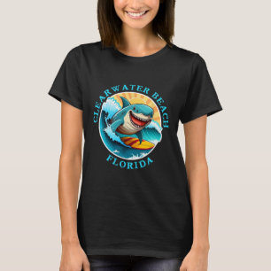 Clearwater Beach Florida Gelukkig Surfen Haai Souv T-shirt