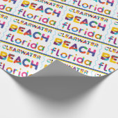 Clearwater Beach, Florida. Kleurig tekstpatroon Cadeaupapier (Hoek)