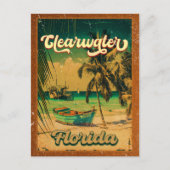 Clearwater Beach Florida Palm Tree Souvenirs 60s Briefkaart (Voorkant)