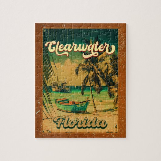 Clearwater Beach Florida Palm Tree Souvenirs 60s Legpuzzel (Verticaal)