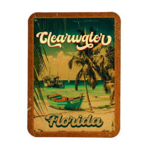 Clearwater Beach Florida Palm Tree Souvenirs 60s Magneet