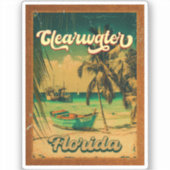 Clearwater Beach Florida Palm Tree Souvenirs 60s Sticker (Voorkant)
