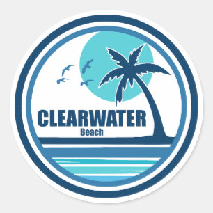 Clearwater Beach Florida Palmboom Vogels Ronde Sticker