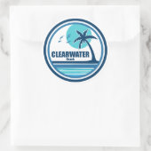 Clearwater Beach Florida Palmboom Vogels Ronde Sticker (Tas)