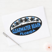 Clearwater Beach Florida palms Ovale Sticker (Envelop)
