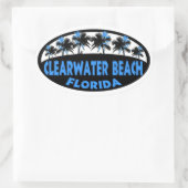 Clearwater Beach Florida palms Ovale Sticker (Tas)