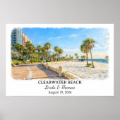 Clearwater Beach Florida Poster, Aquarel Poster (Voorkant)