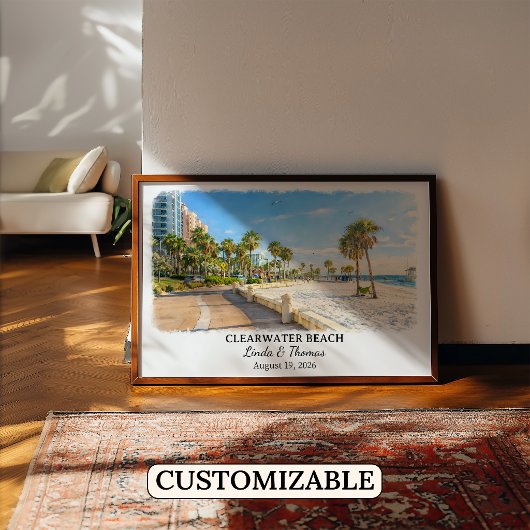 Clearwater Beach Florida Poster, Aquarel Poster