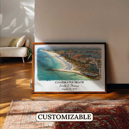 Clearwater Beach Florida Poster, Watercolor Poster