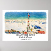 Clearwater Beach Florida Poster, Watercolor Poster (Voorkant)