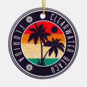 Clearwater Beach Florida Retro Palm Tree 80s Keramisch Ornament (Voorkant)