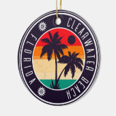 Clearwater Beach Florida Retro Palm Tree 80s Keramisch Ornament (Links)