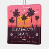 Clearwater Beach Florida Retro Sunset Palm Tree Keramisch Ornament (Links)