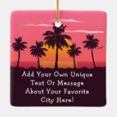 Clearwater Beach Florida Retro Sunset Palm Tree Keramisch Ornament (Achterkant)