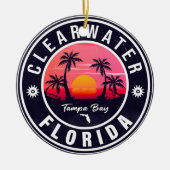 Clearwater Beach Florida Retro Sunset Souvenirs Keramisch Ornament (Voorkant)