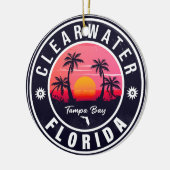 Clearwater Beach Florida Retro Sunset Souvenirs Keramisch Ornament (Links)