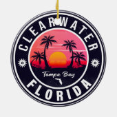 Clearwater Beach Florida Retro Sunset Souvenirs Keramisch Ornament (Achterkant)