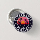 Clearwater Beach Florida Retro Sunset Souvenirs Ronde Button 3,2 Cm (Voorkant /achterkant)