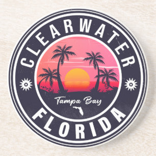 Clearwater Beach Florida Retro Sunset Souvenirs Zandsteen Onderzetter