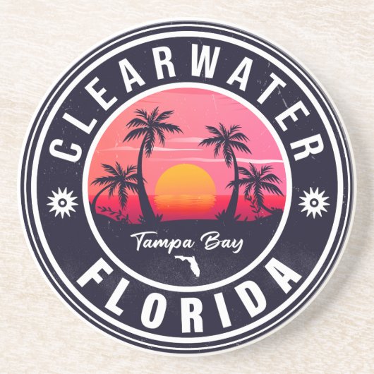 Clearwater Beach Florida Retro Sunset Souvenirs Zandsteen Onderzetter (Voorkant)