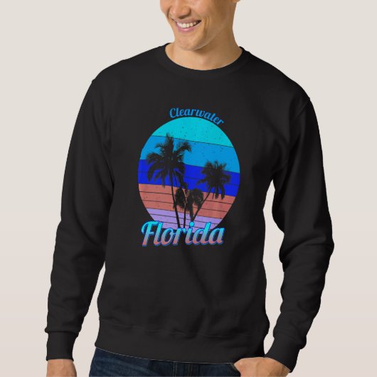 Clearwater Beach Florida Retro Tropical Palm Trees Trui (Voorkant)